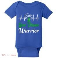 Liver Disease Warrior Heartbeat Fight Green Ribbon Love Gift Baby Bodysuit thumb 0