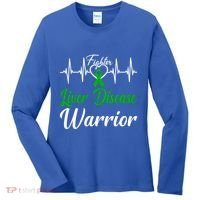Liver Disease Warrior Heartbeat Fight Green Ribbon Love Gift Women's Long Sleeve Shirt thumb 0