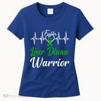 Liver Disease Warrior Heartbeat Fight Green Ribbon Love Gift Women's T-Shirt thumb 0