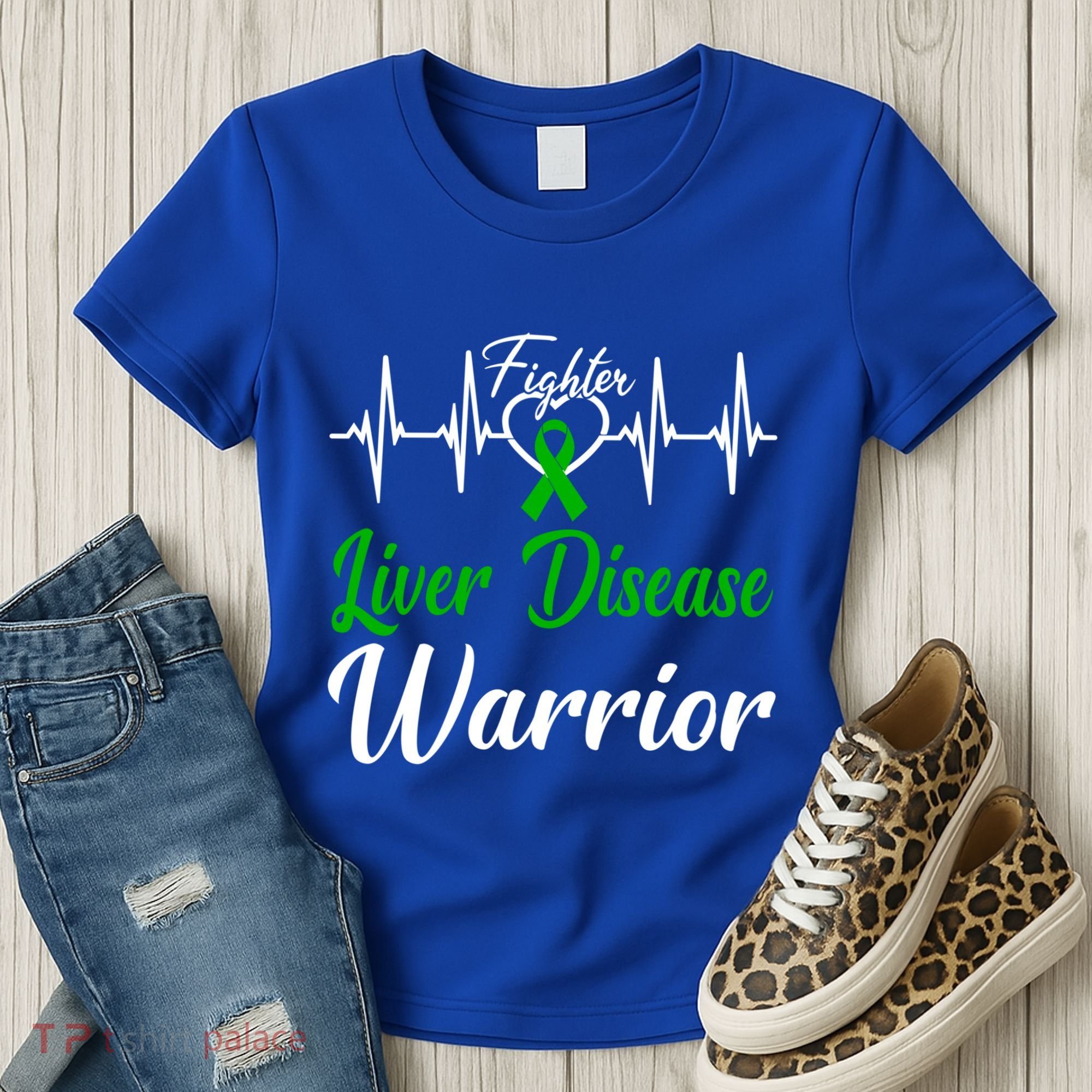 Liver Disease Warrior Heartbeat Fight Green Ribbon Love Gift Women's T-Shirt