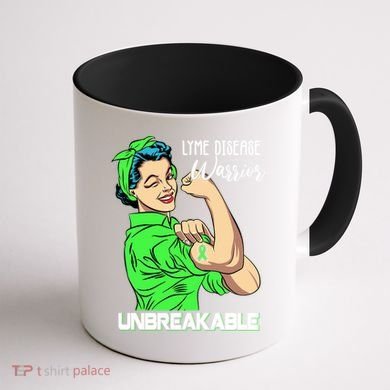 Lyme Disease Warrior Unbreakable Gift Awareness Gift Coffee Mug back
