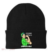 Lyme Disease Warrior Unbreakable Gift Awareness Gift Beanie thumb 0