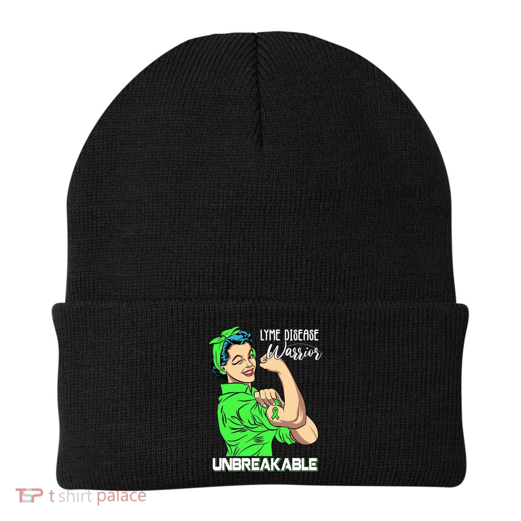 Lyme Disease Warrior Unbreakable Gift Awareness Gift Beanie