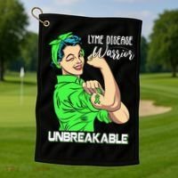 Lyme Disease Warrior Unbreakable Gift Awareness Gift Golf Towel thumb 1