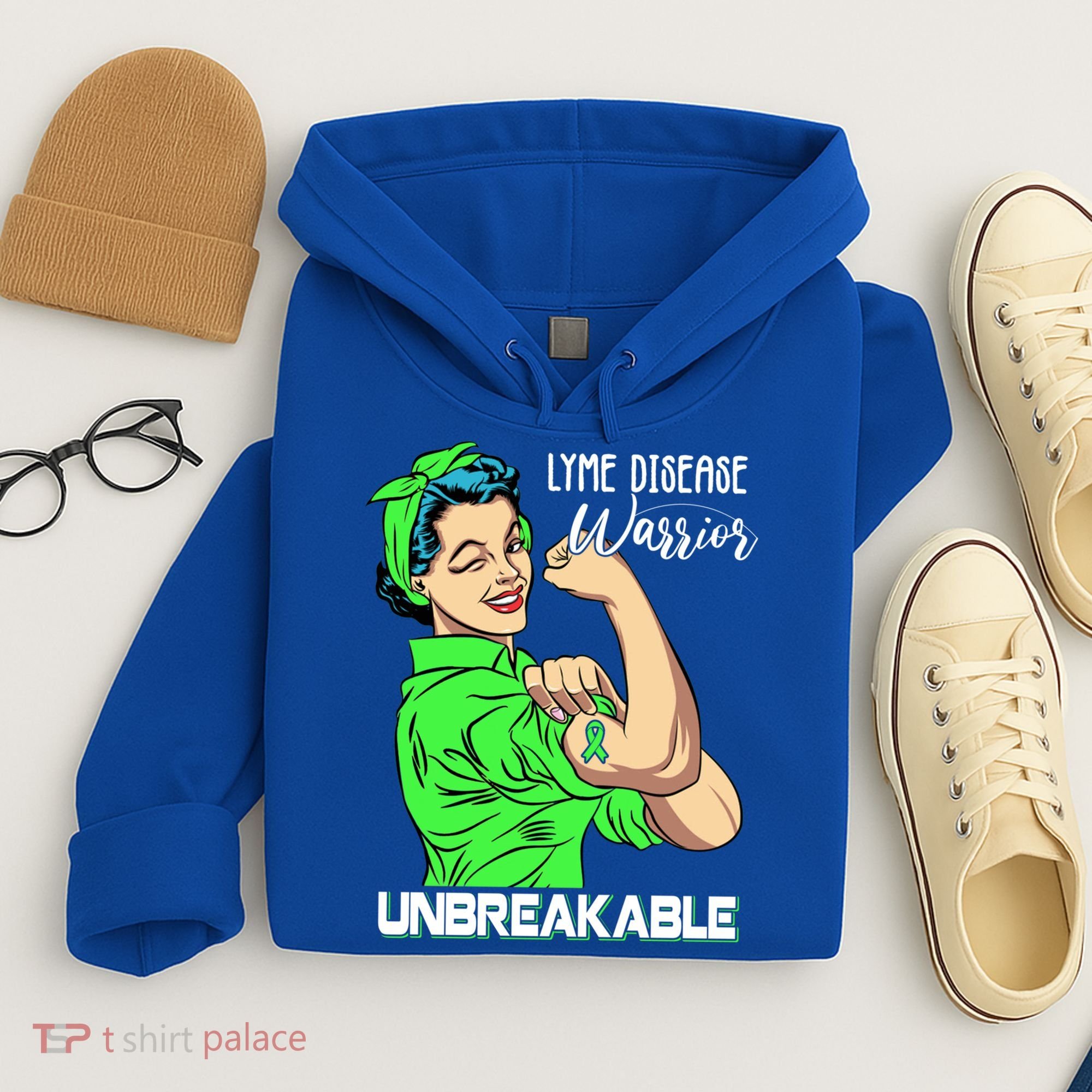 Lyme Disease Warrior Unbreakable Gift Awareness Gift Hoodie