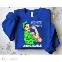 Lyme Disease Warrior Unbreakable Gift Awareness Gift Sweatshirt thumb 2