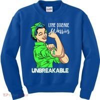 Lyme Disease Warrior Unbreakable Gift Awareness Gift Kids Sweatshirt thumb 0