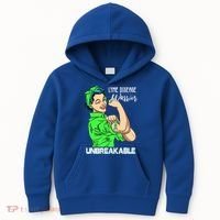 Lyme Disease Warrior Unbreakable Gift Awareness Gift Kids Hoodie thumb 0