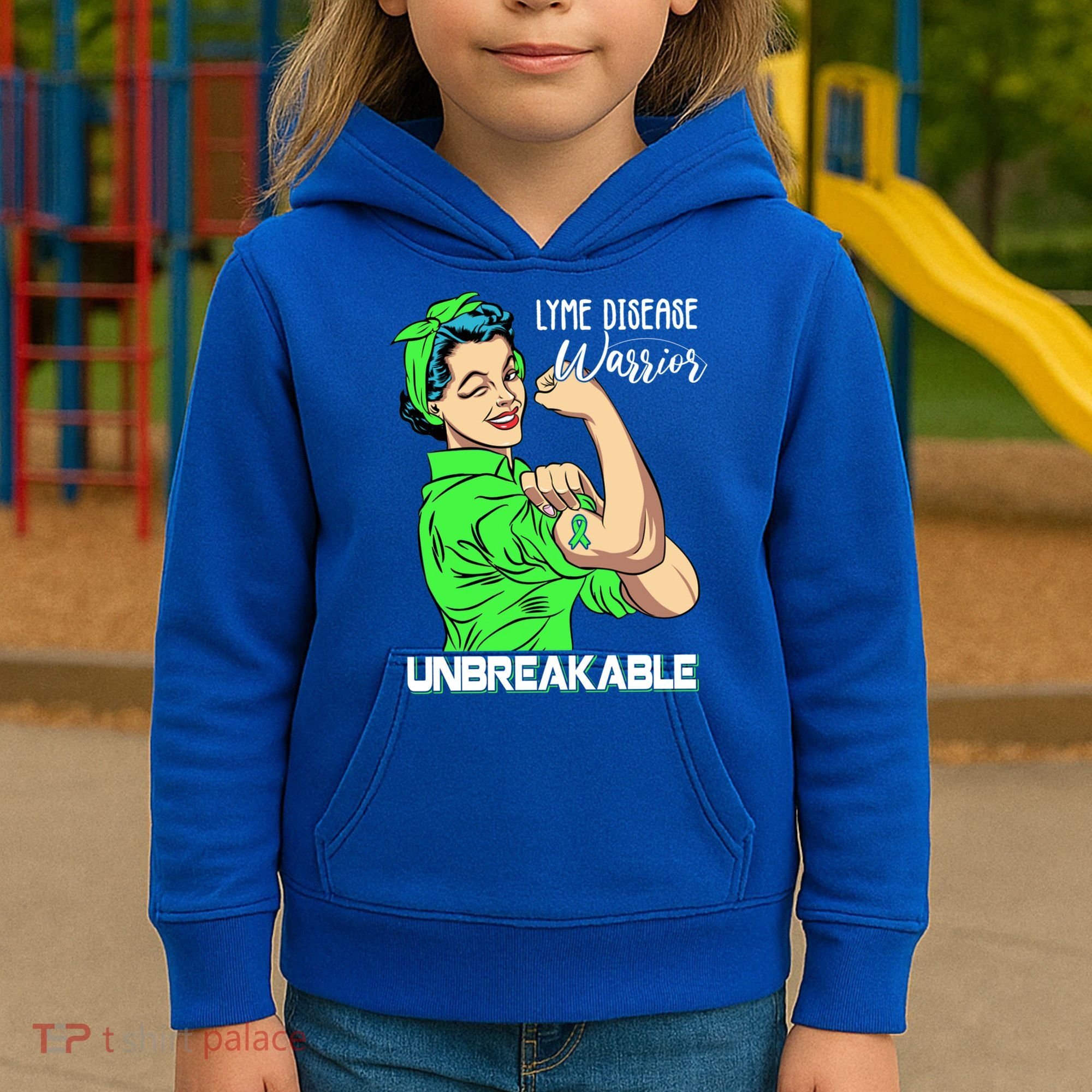 Lyme Disease Warrior Unbreakable Gift Awareness Gift Kids Hoodie
