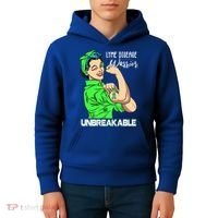Lyme Disease Warrior Unbreakable Gift Awareness Gift Kids Hoodie thumb 4