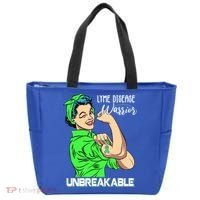 Lyme Disease Warrior Unbreakable Gift Awareness Gift Tote Bag thumb 0
