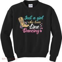 Line Dancing Western Just A Girl Who Loves Line Dancing Kids Sweatshirt thumb 0