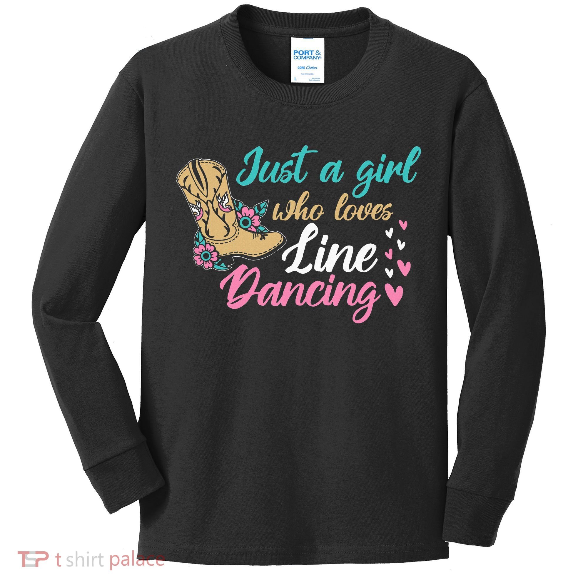 Line Dancing Western Just A Girl Who Loves Line Dancing Kids Long Sleeve Shirt