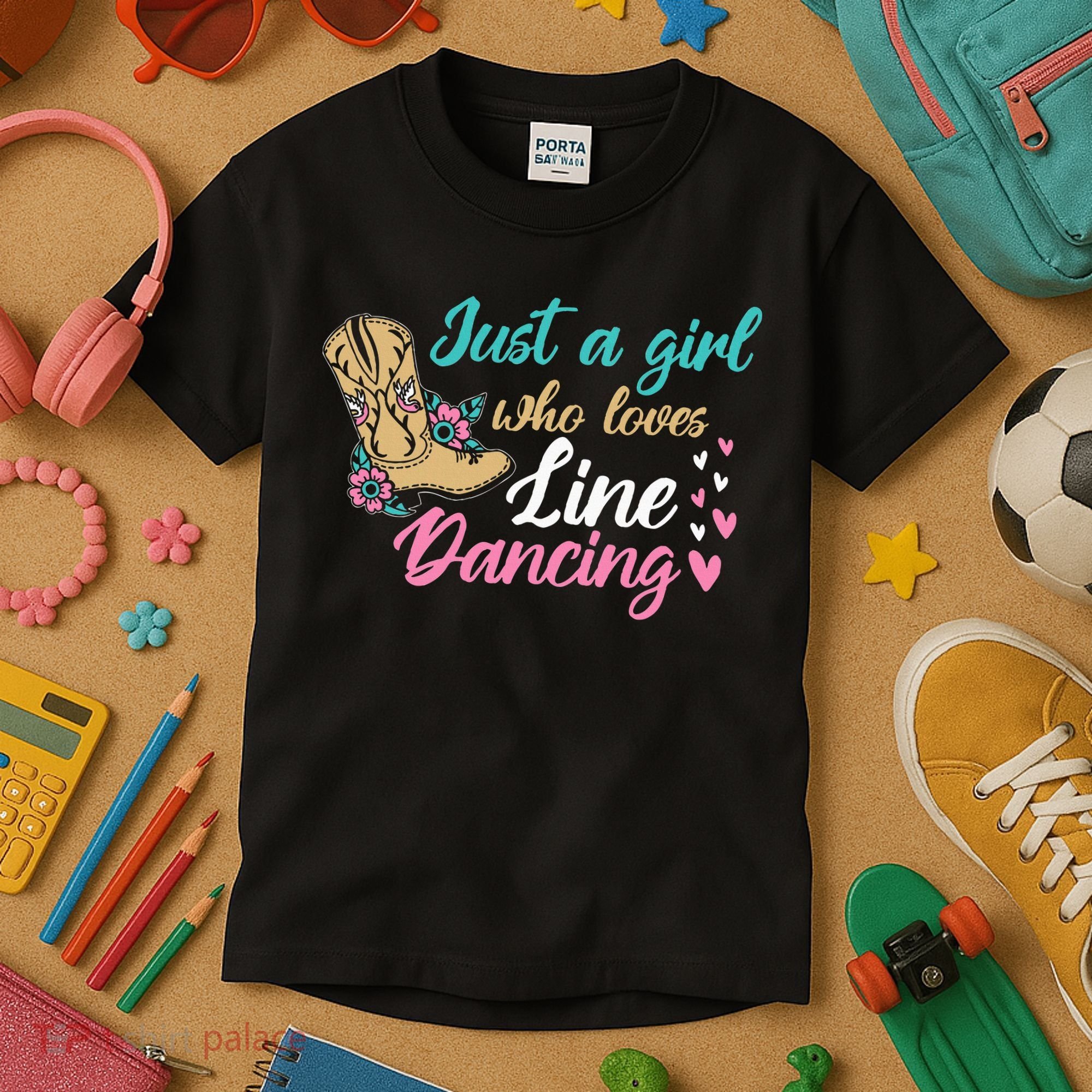 Line Dancing Western Just A Girl Who Loves Line Dancing Kids T-Shirt