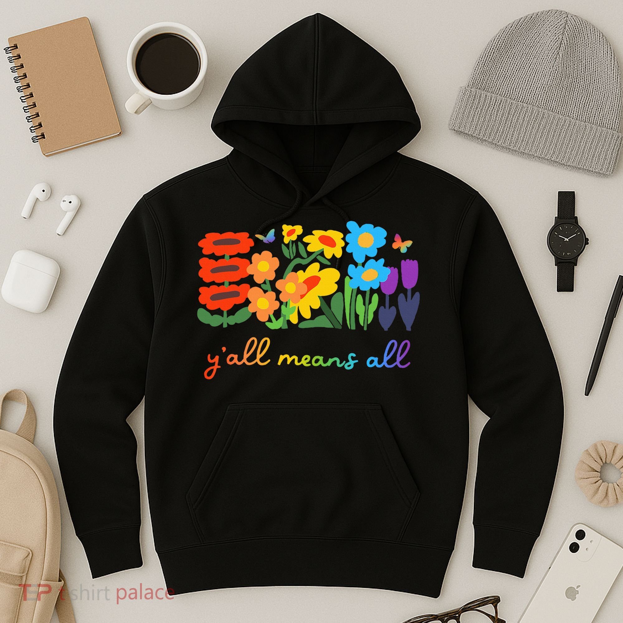 Lgbtq Diversity YAll Pride Means All Flower Hoodie