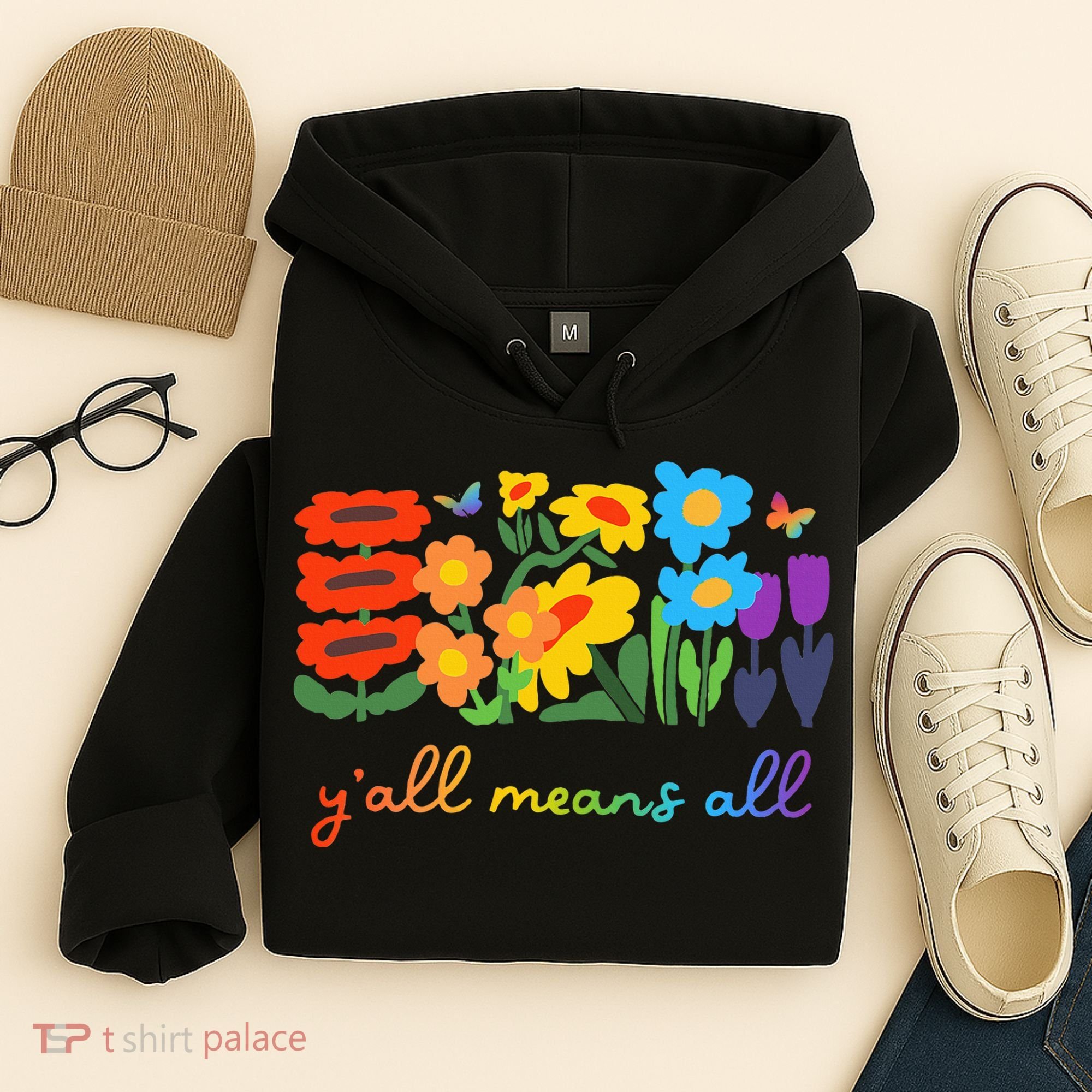 Lgbtq Diversity YAll Pride Means All Flower Hoodie