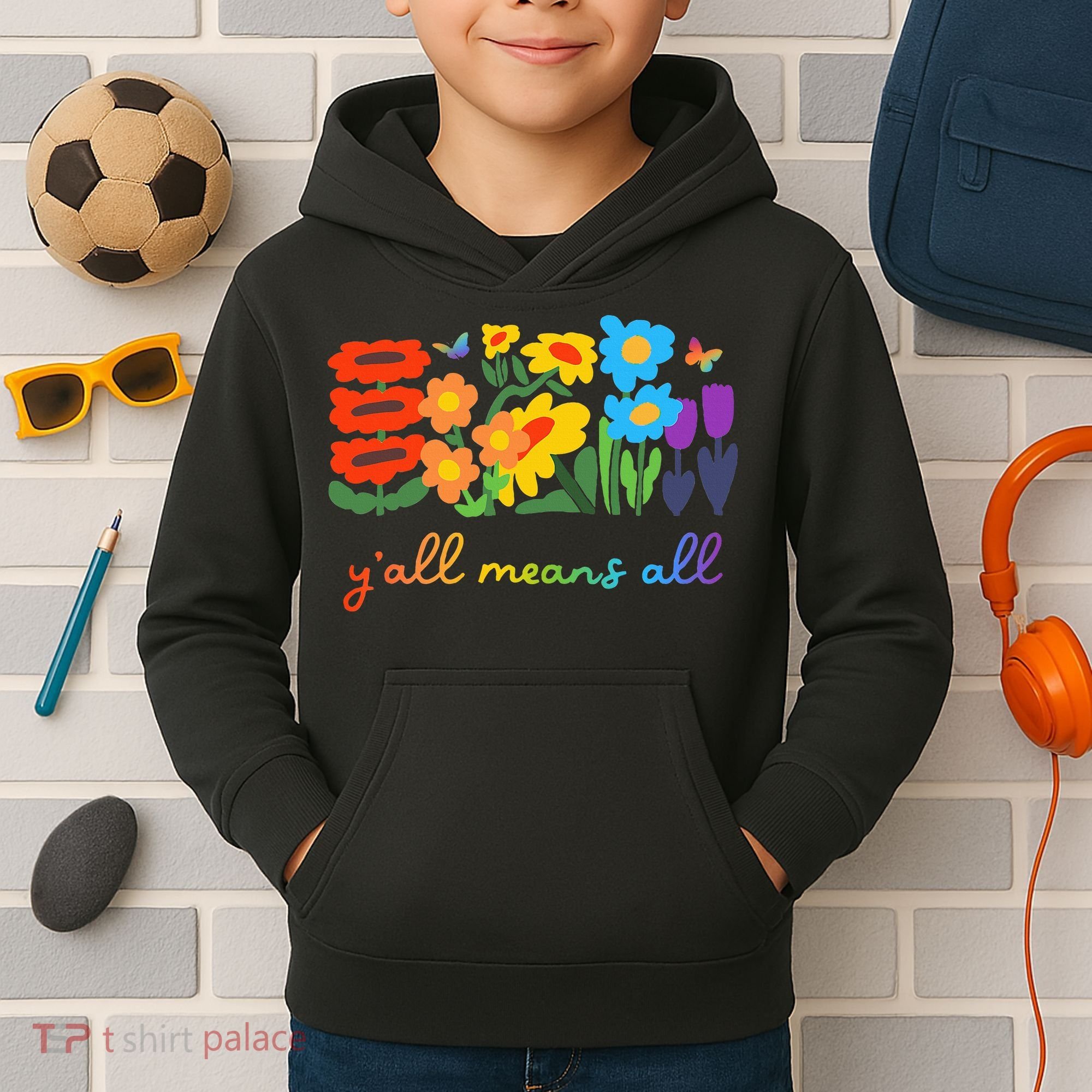 Lgbtq Diversity YAll Pride Means All Flower Kids Hoodie