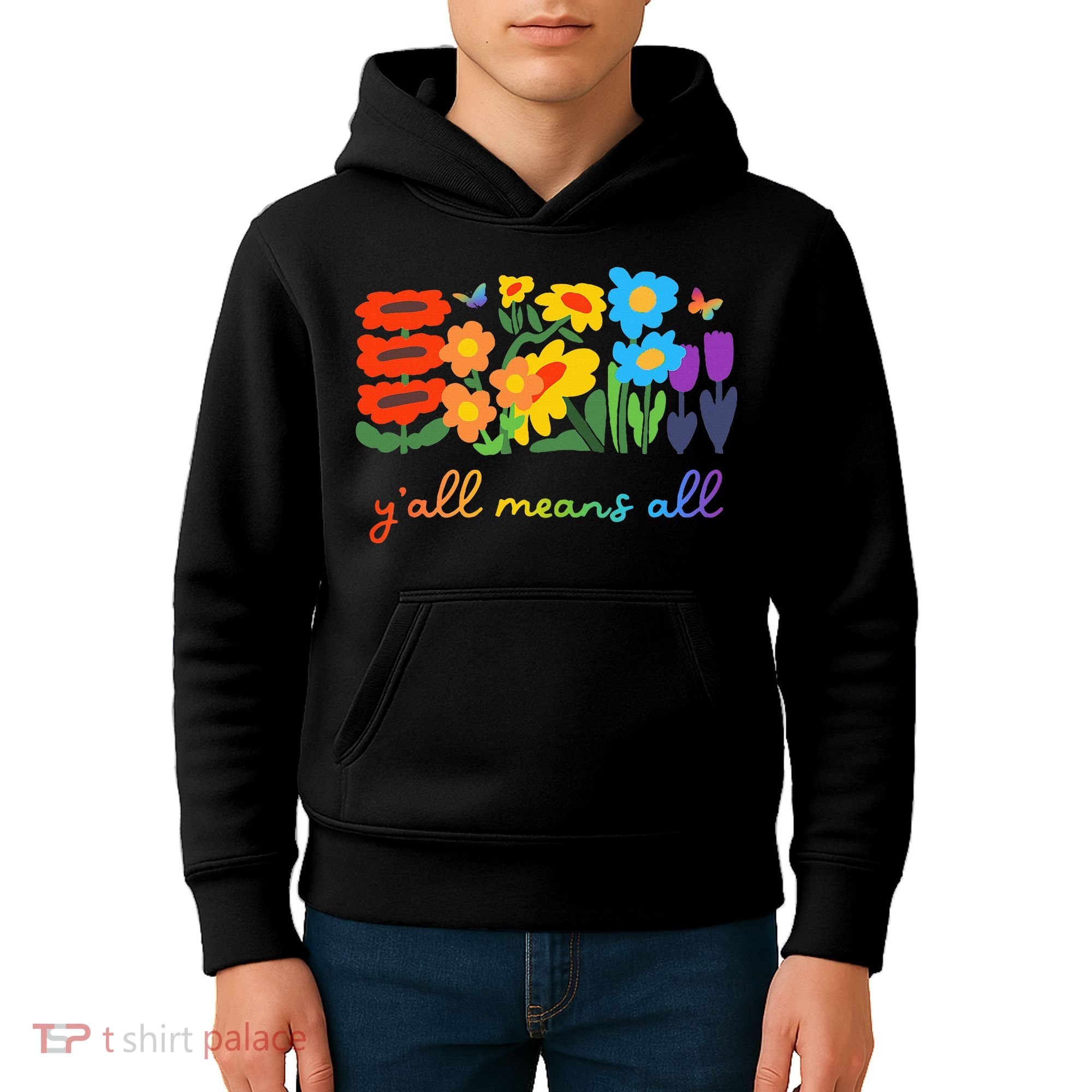 Lgbtq Diversity YAll Pride Means All Flower Kids Hoodie