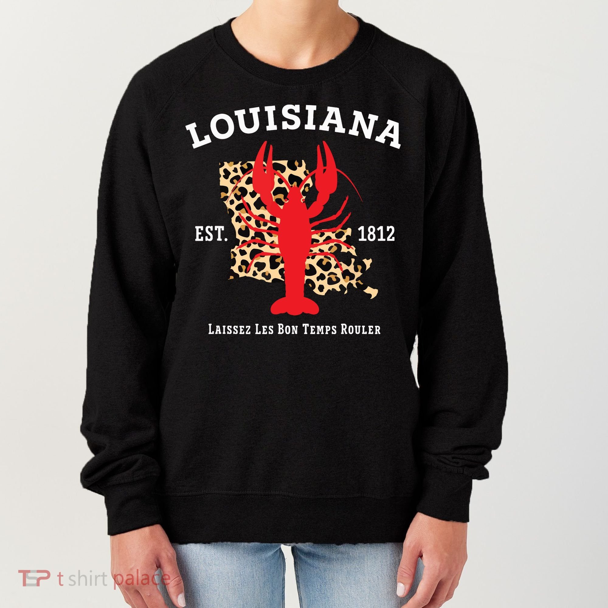 Louisiana Est 1812 Crawfish Leopard New Orleans Mardi Gras Women's Sweatshirt