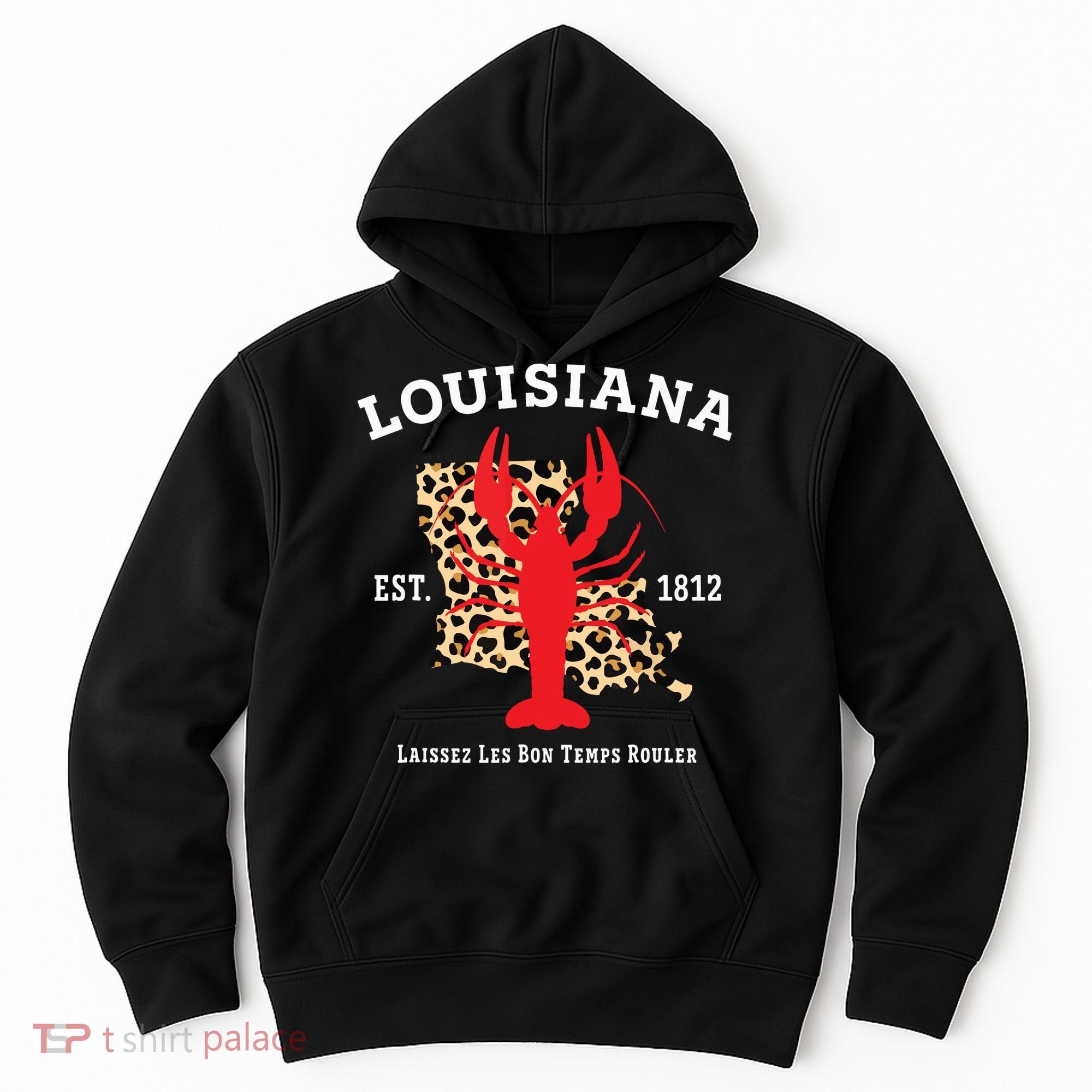 Louisiana Est 1812 Crawfish Leopard New Orleans Mardi Gras Hoodie