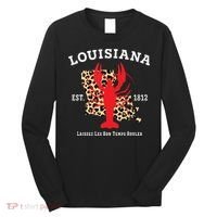 Louisiana Est 1812 Crawfish Leopard New Orleans Mardi Gras Long Sleeve Shirt thumb 0