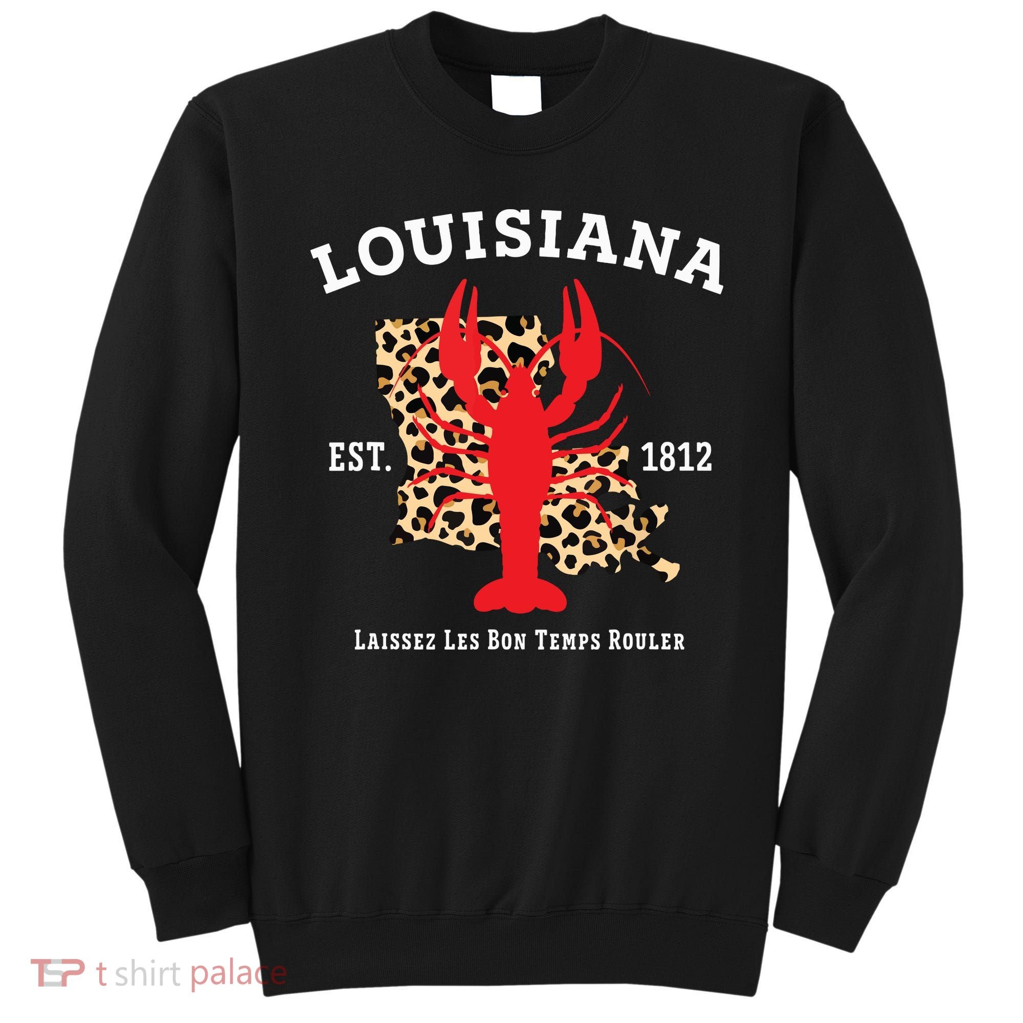 Louisiana Est 1812 Crawfish Leopard New Orleans Mardi Gras Sweatshirt