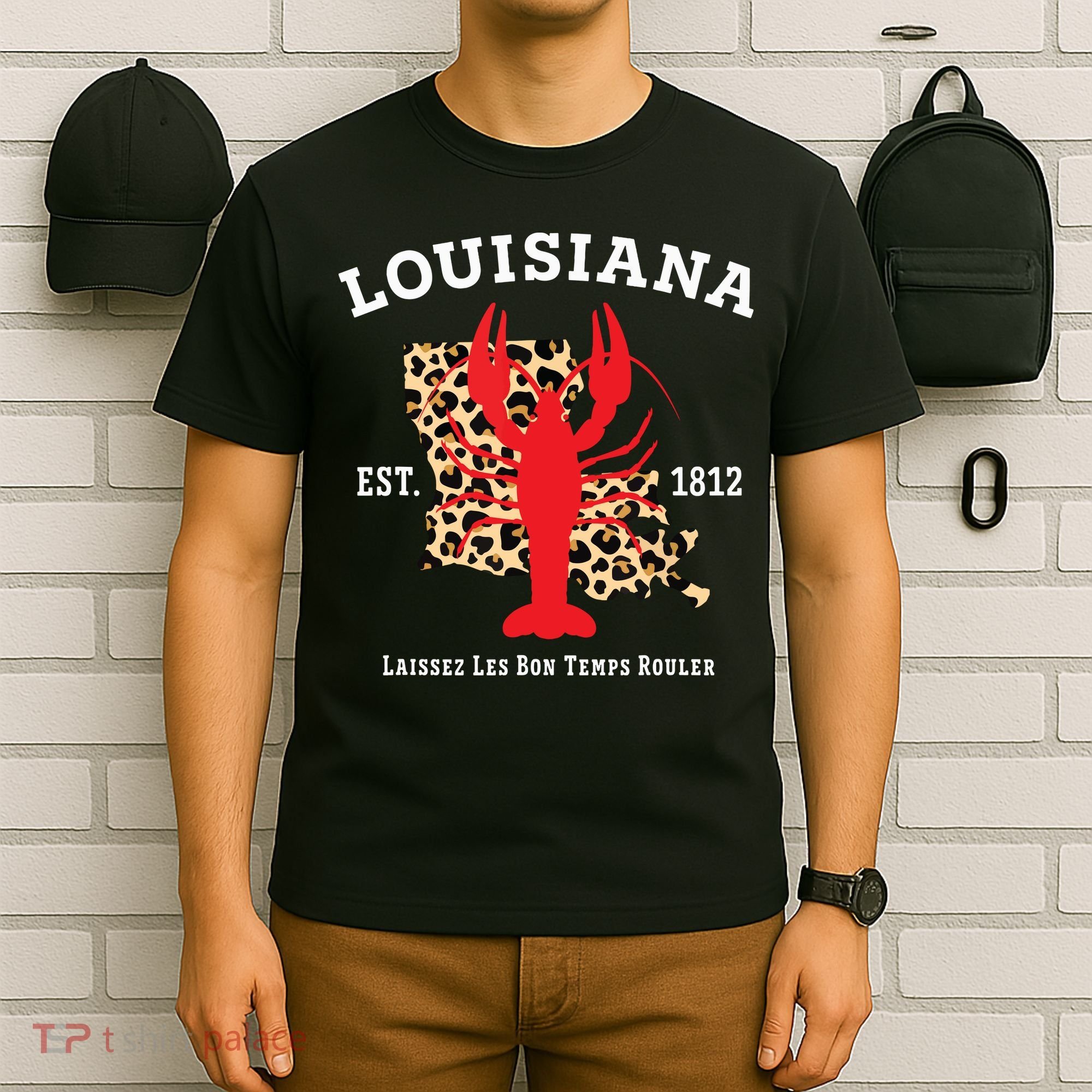 Louisiana Est 1812 Crawfish Leopard New Orleans Mardi Gras T-Shirt