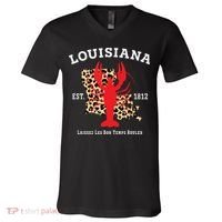 Louisiana Est 1812 Crawfish Leopard New Orleans Mardi Gras V-Neck T-Shirt thumb 0