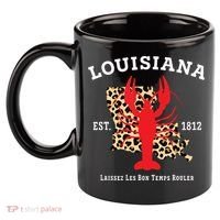 Louisiana Est 1812 Crawfish Leopard New Orleans Mardi Gras 11oz C Handle Ceramic Mug thumb 2