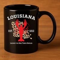 Louisiana Est 1812 Crawfish Leopard New Orleans Mardi Gras 11oz C Handle Ceramic Mug thumb 3