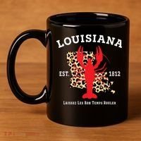 Louisiana Est 1812 Crawfish Leopard New Orleans Mardi Gras 11oz C Handle Ceramic Mug thumb 4