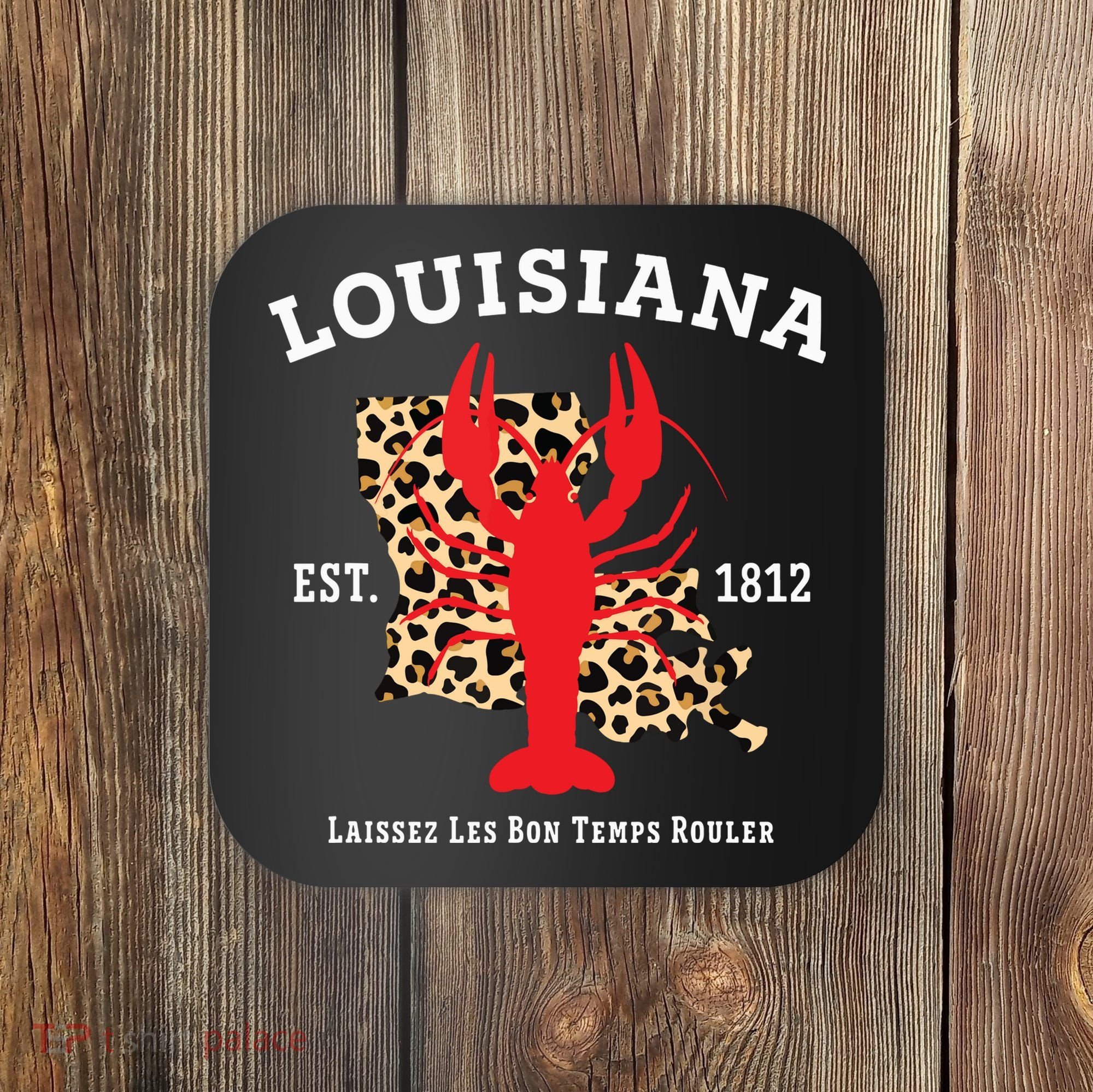 Louisiana Est 1812 Crawfish Leopard New Orleans Mardi Gras Coaster