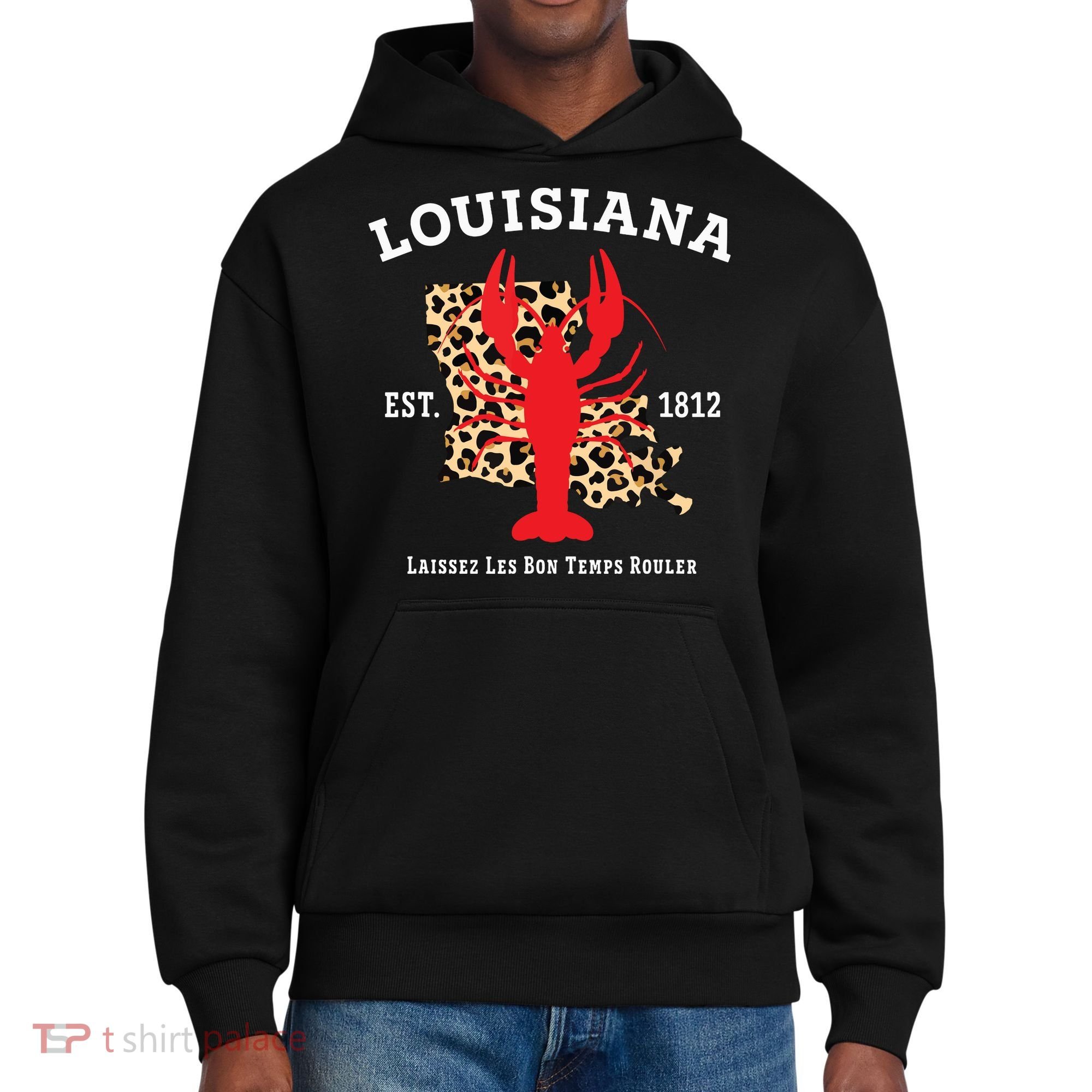 Louisiana Est 1812 Crawfish Leopard New Orleans Mardi Gras District V.I.T. Heavyweight Hoodie