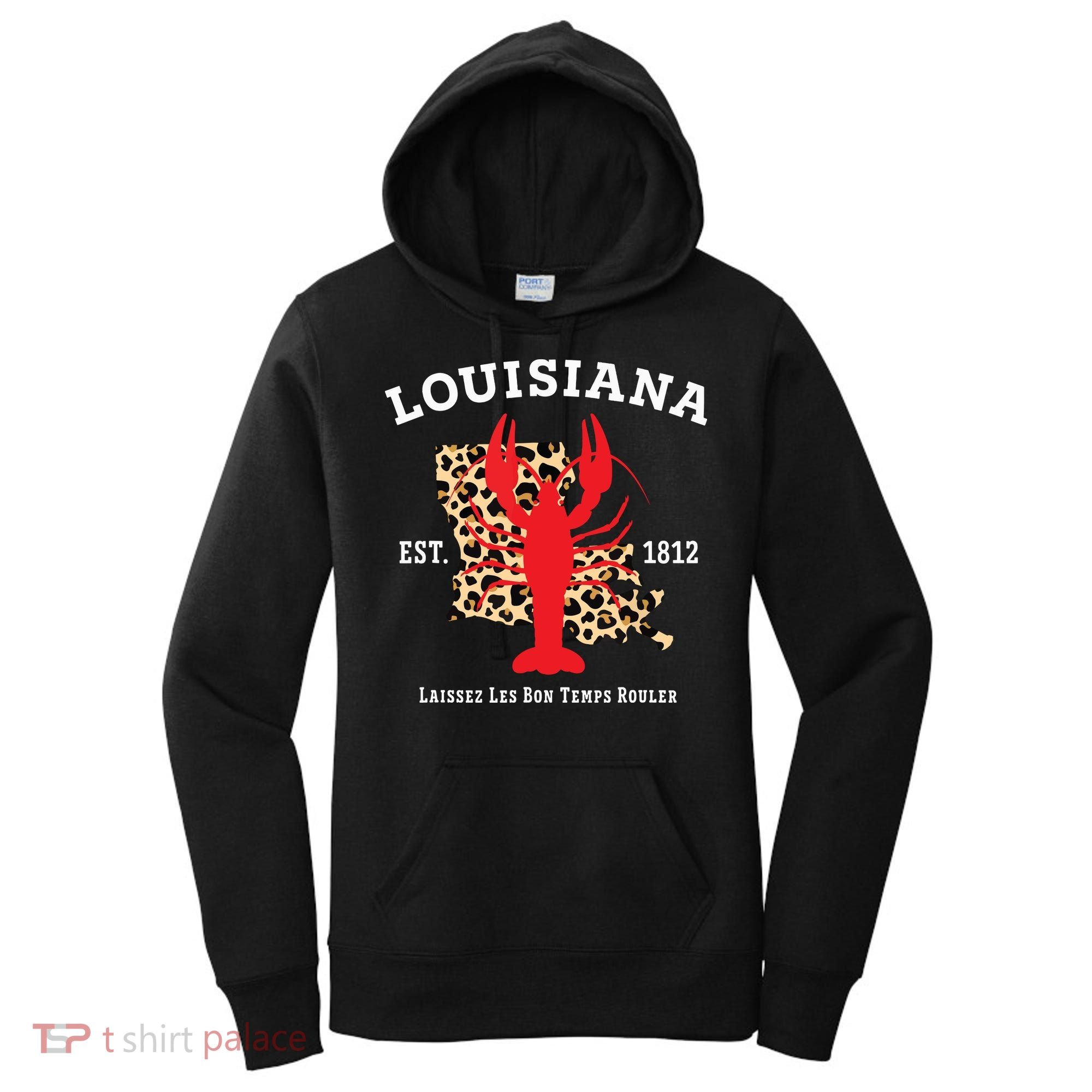 Louisiana Est 1812 Crawfish Leopard New Orleans Mardi Gras Women's Hoodie