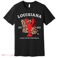 Louisiana Est 1812 Crawfish Leopard New Orleans Mardi Gras Premium T-Shirt thumb 0