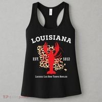Louisiana Est 1812 Crawfish Leopard New Orleans Mardi Gras Women's Tank Top thumb 3