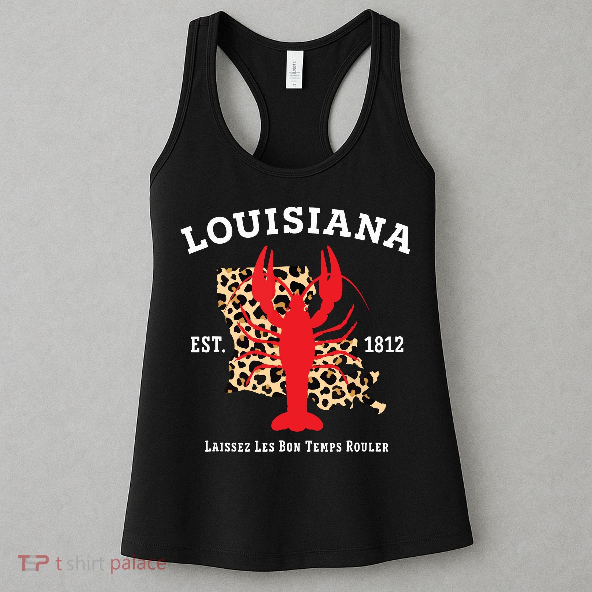 Louisiana Est 1812 Crawfish Leopard New Orleans Mardi Gras Women's Tank Top
