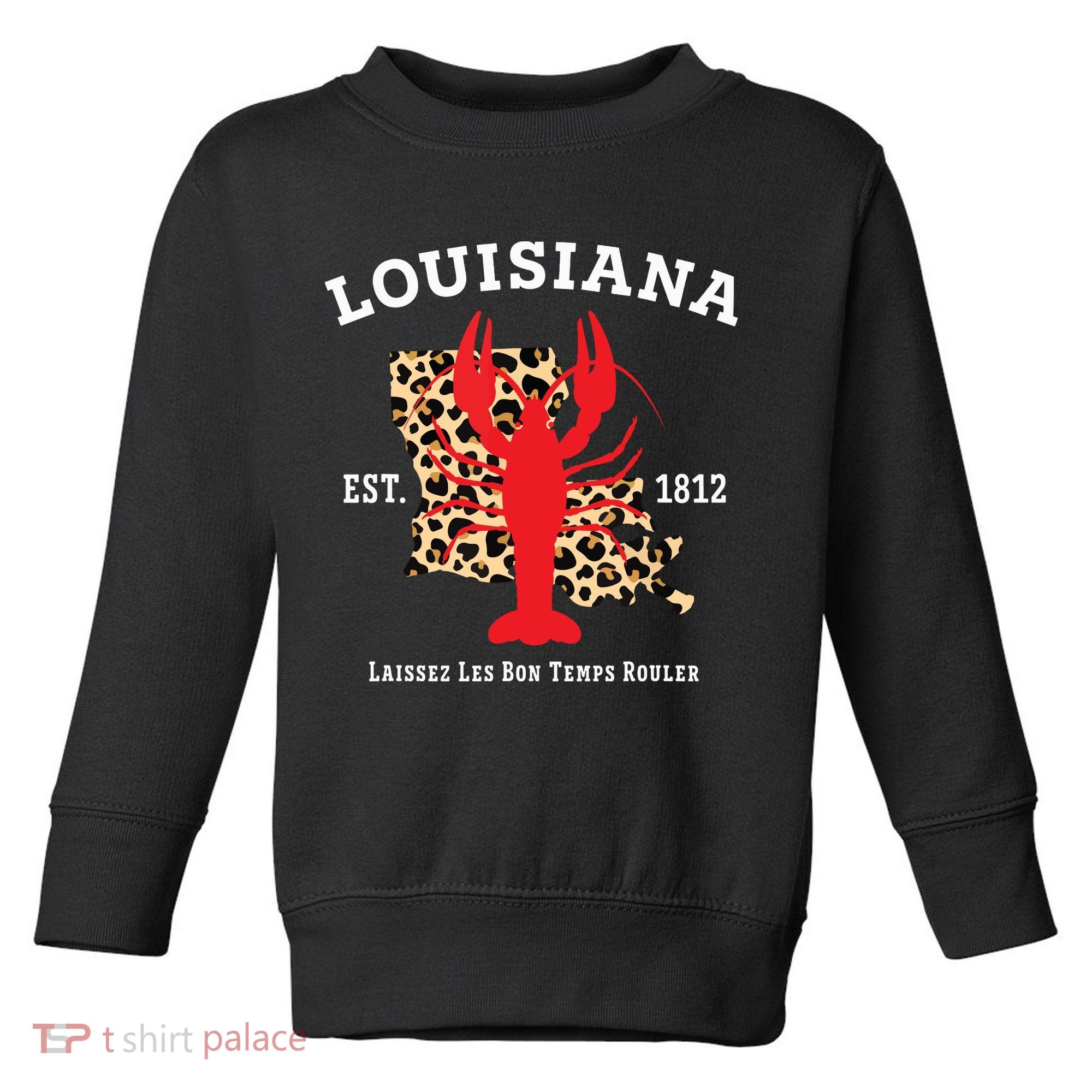 Louisiana Est 1812 Crawfish Leopard New Orleans Mardi Gras Toddler Sweatshirt