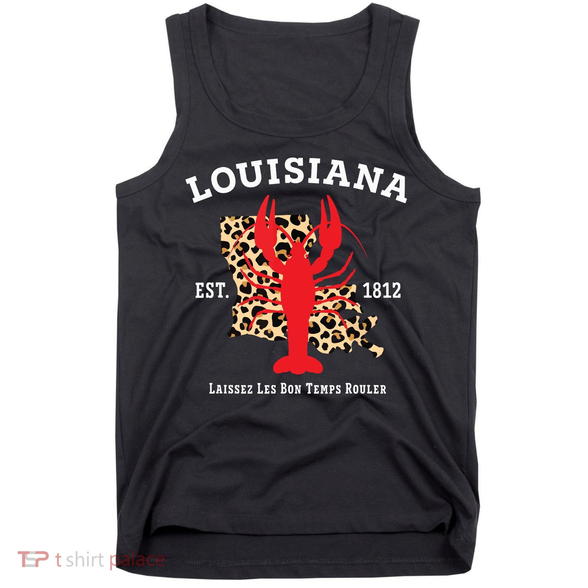 Louisiana Est 1812 Crawfish Leopard New Orleans Mardi Gras Tank Top