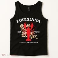 Louisiana Est 1812 Crawfish Leopard New Orleans Mardi Gras Tank Top thumb 2