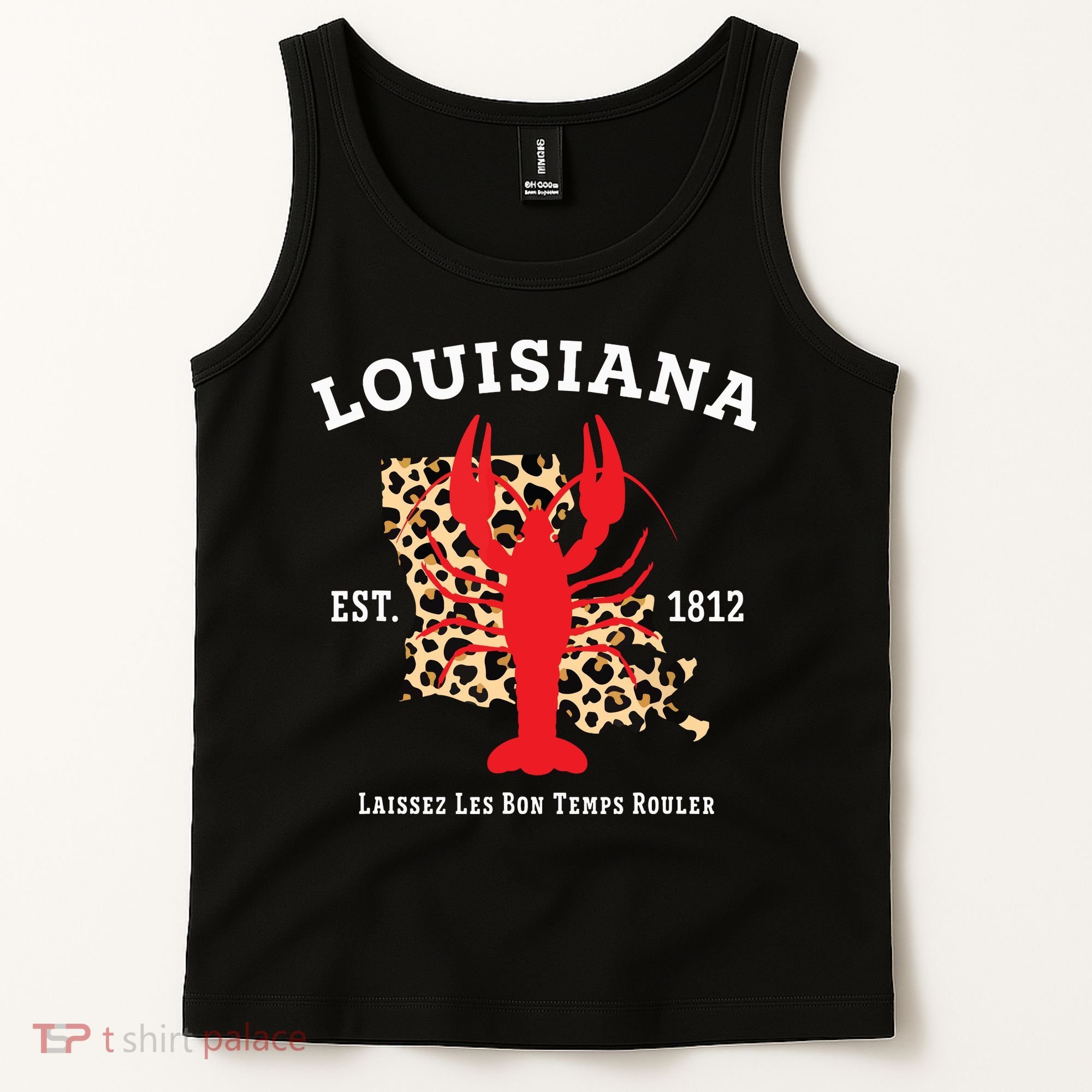 Louisiana Est 1812 Crawfish Leopard New Orleans Mardi Gras Tank Top