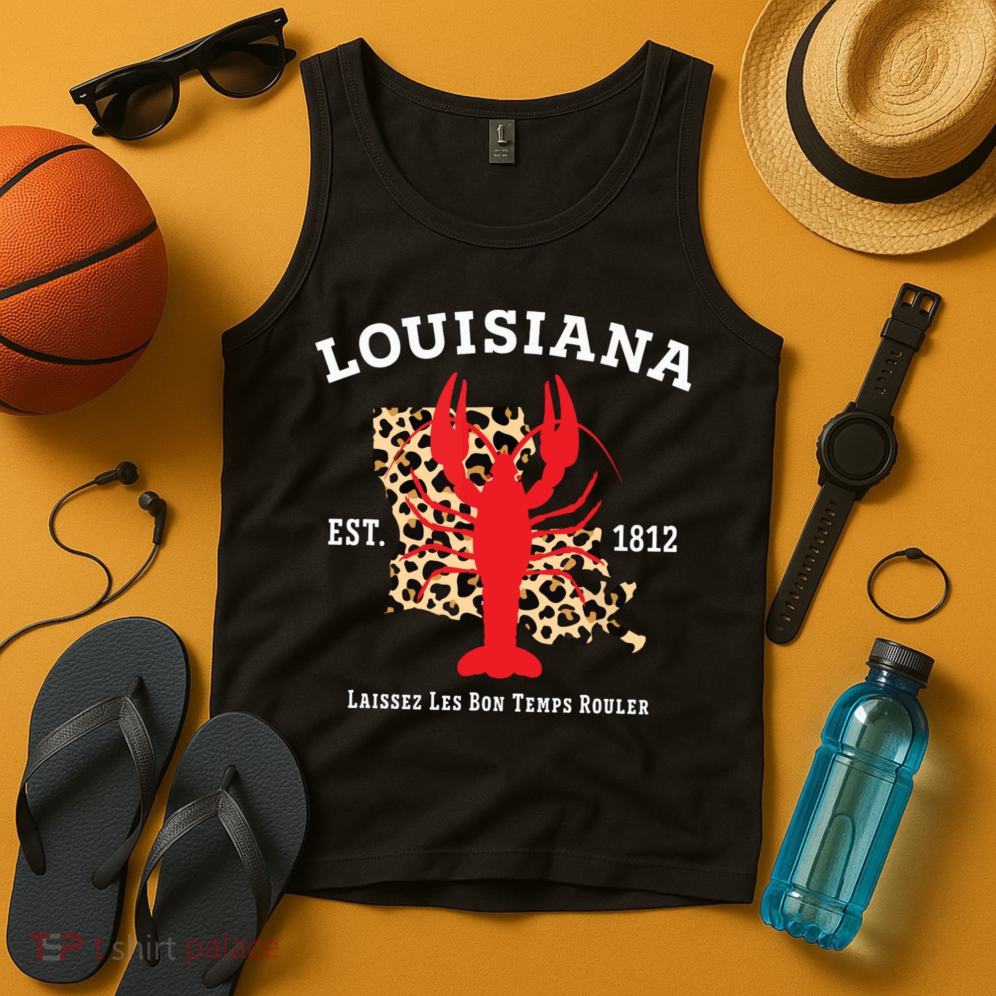 Louisiana Est 1812 Crawfish Leopard New Orleans Mardi Gras Tank Top