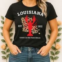 Louisiana Est 1812 Crawfish Leopard New Orleans Mardi Gras Women's T-Shirt thumb 2