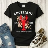 Louisiana Est 1812 Crawfish Leopard New Orleans Mardi Gras Women's T-Shirt thumb 3
