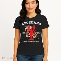 Louisiana Est 1812 Crawfish Leopard New Orleans Mardi Gras Women's T-Shirt thumb 4