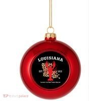 Louisiana Est 1812 Crawfish Leopard New Orleans Mardi Gras Plastic Christmas Ball Ornament thumb 0