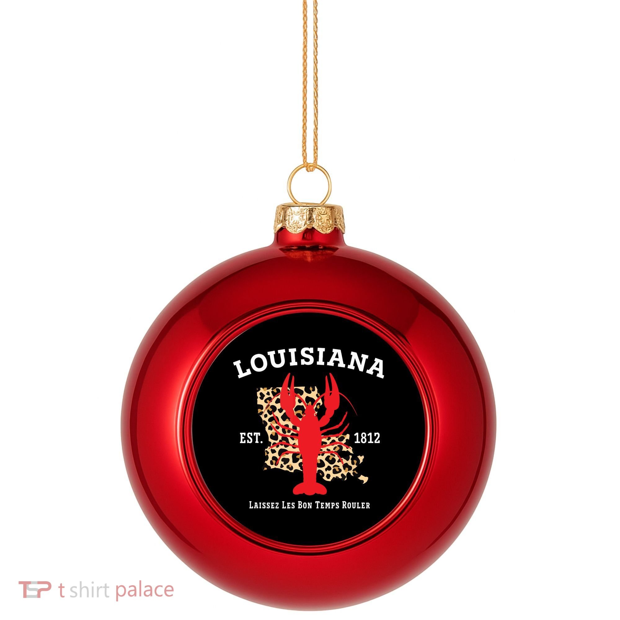 Louisiana Est 1812 Crawfish Leopard New Orleans Mardi Gras Plastic Christmas Ball Ornament