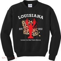 Louisiana Est 1812 Crawfish Leopard New Orleans Mardi Gras Kids Sweatshirt thumb 0