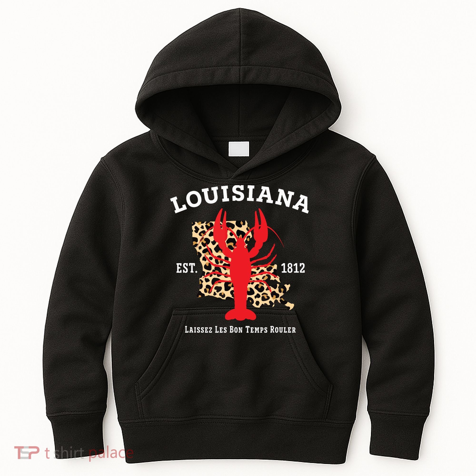Louisiana Est 1812 Crawfish Leopard New Orleans Mardi Gras Kids Hoodie