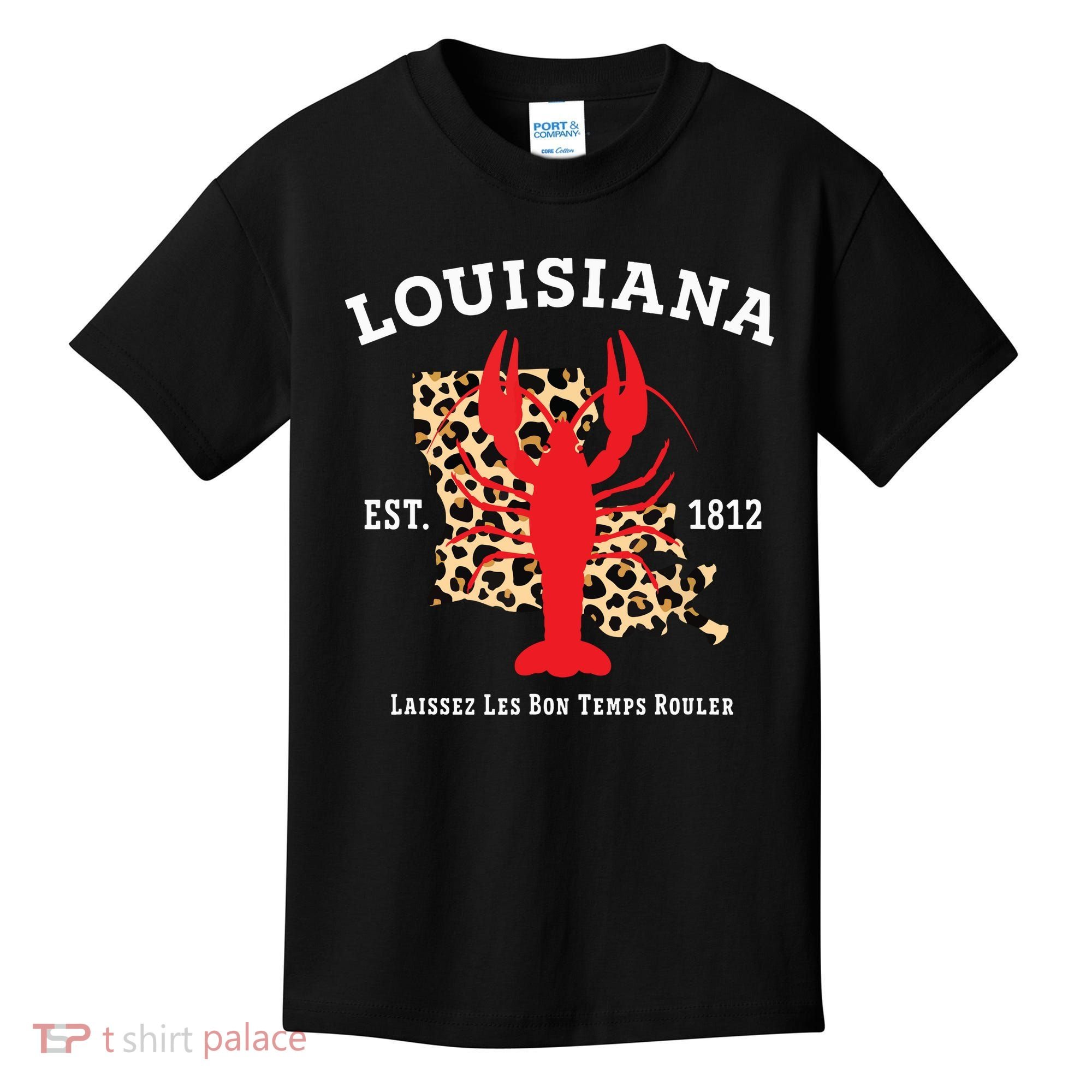 Louisiana Est 1812 Crawfish Leopard New Orleans Mardi Gras Kids T-Shirt